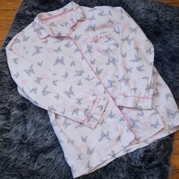Victoria's Secret Flannel Sleep Set L Long Pink Butterfly - Picture 5 of 9